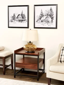 Amber Glow Glass Table Lamp