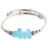 Aqua Tumbled Glass Memory Wire Bracelet