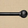 Artisan Black Adjustable Curtain Rod With Finial, 3/4 Inch