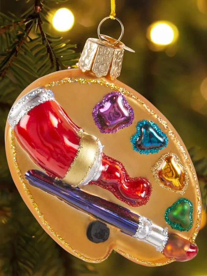 Artist's Palette Blown-Glass Christmas Ornament