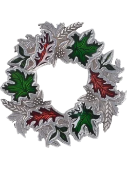 Autumn Leaves Wreath Pewter Brooch
