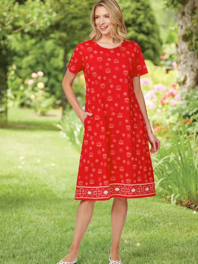 Bandana Print Cotton Knit T-Shirt Dress