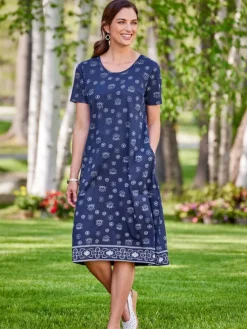Bandana Print Cotton Knit T-Shirt Dress