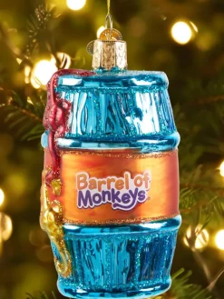 Barrel of Monkeys Blown-Glass Christmas Ornament