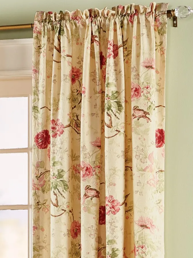 Birdsong Blooms Rod Pocket Curtain Panel