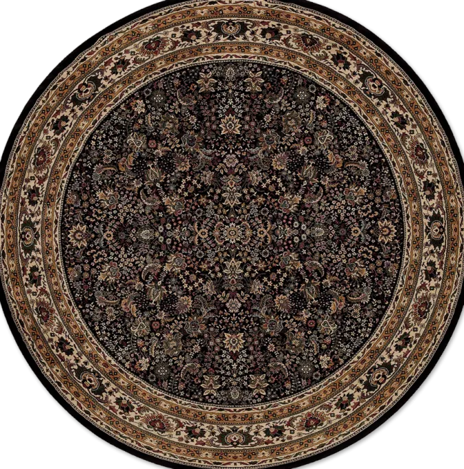 Black Waterford Six Foot Round Area Rug