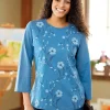 Blooming Beauty Embroidered Cotton Top With 3/4 Sleeves