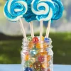 Blue and White Berry Swirl Lollipop, Set of 4