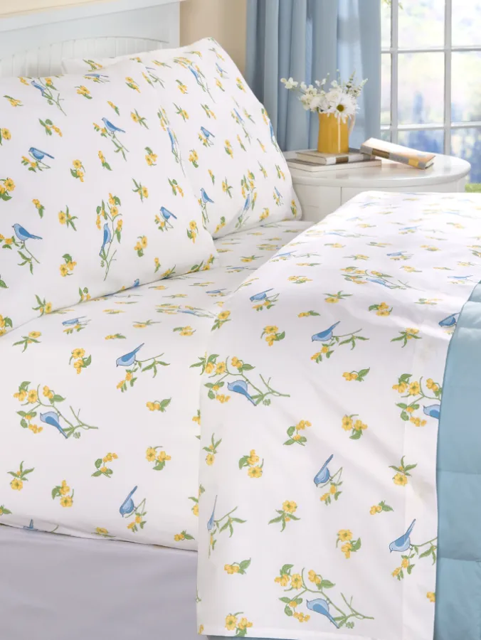 Bluebird Portuguese Cotton Percale Sheet Set