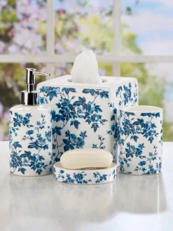 Blue Toile Ceramic Bath Accessories