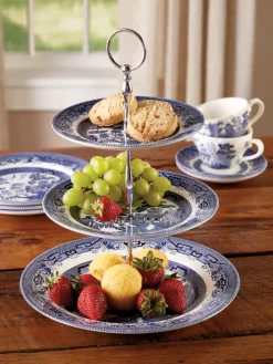 Blue Willow Three-Tier Tidbit Tray