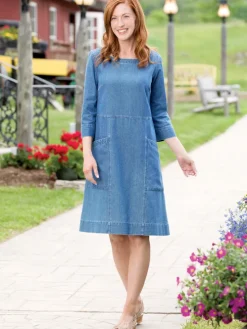 Boatneck Denim Dress