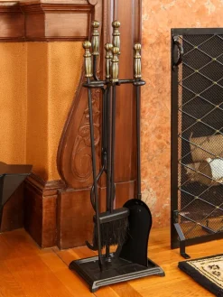 Brass 5-Piece Fireplace Tool Set