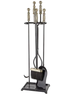 Brass 5-Piece Fireplace Tool Set