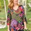 Bright Print Jersey Knit Tunic Top