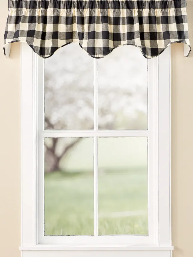 Buffalo Check Lined Rod Pocket Scalloped Valance by Country Curtains®