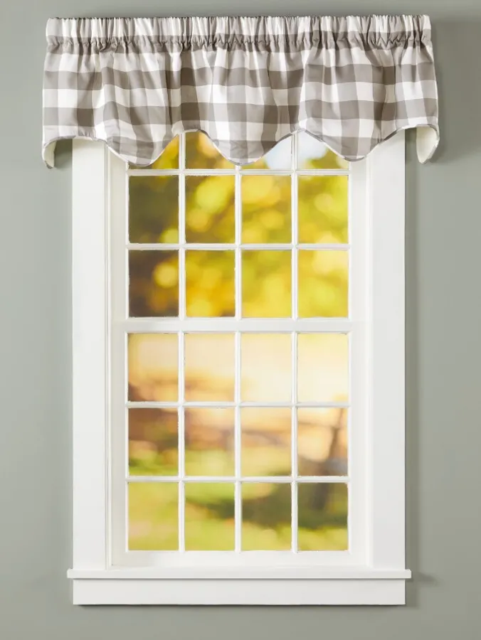 Buffalo Check Lined Rod Pocket Scalloped Valance by Country Curtains®