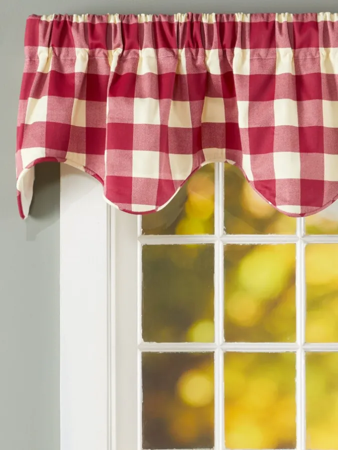Buffalo Check Lined Rod Pocket Scalloped Valance by Country Curtains®