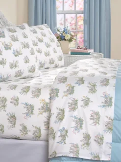 Bunny Garden Portuguese Cotton Percale Sheet Set