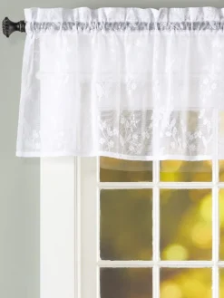 Butterfly Garden Lace Rod Pocket Tailored Valance