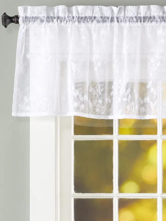 Butterfly Garden Lace Rod Pocket Tailored Valance