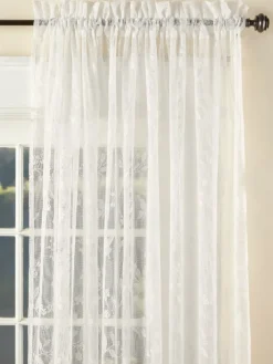 Butterfly Garden Lace Rod Pocket Curtain Panel