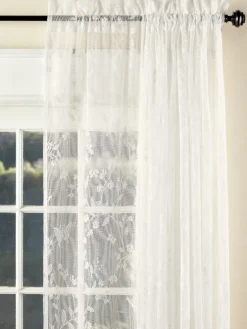 Butterfly Garden Lace Rod Pocket Curtain Panel