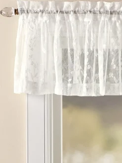 Butterfly Garden Lace Rod Pocket Ruffled Valance