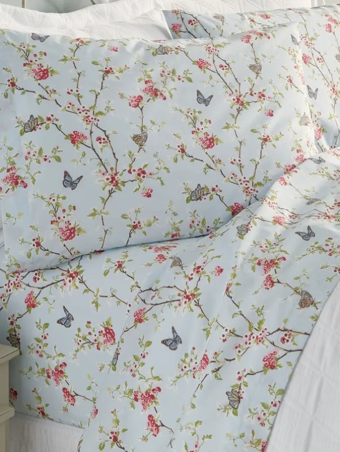 Butterfly Garden Portuguese Cotton Percale Sheet Set