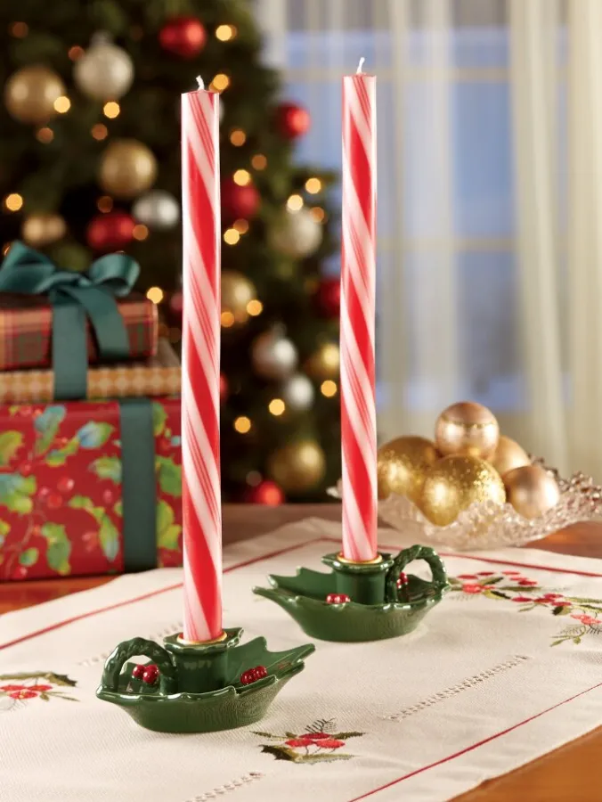 Candy Cane Taper Candle, Set of 2