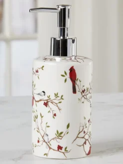 Cardinal and Chickadee Ceramic Bathroom Accessories