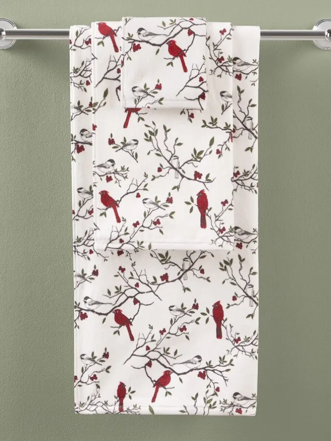 Cardinal And Chickadee Portuguese Cotton Bath Towel Collection