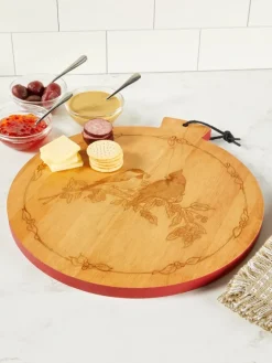 Cardinal and Chickadee Wood Serving and Cutting Board