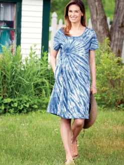 Catch-a-Wave Tie-Dye Cotton T-Shirt Dress