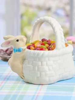 Ceramic Basket and Bunny Easter Candy Dish