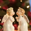 Ceramic Kissing Christmas Angels, Set of 2