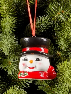 Ceramic Snowman Head Christmas Ornament