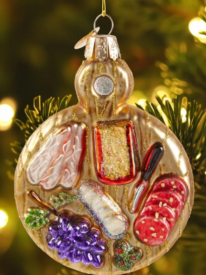 Charcuterie Board Blown-Glass Christmas Ornament