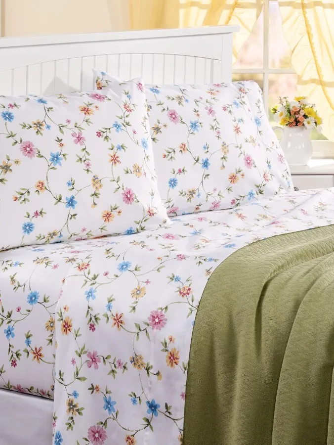 Charming Blossoms Portuguese Cotton Supreme Sateen Sheet Set