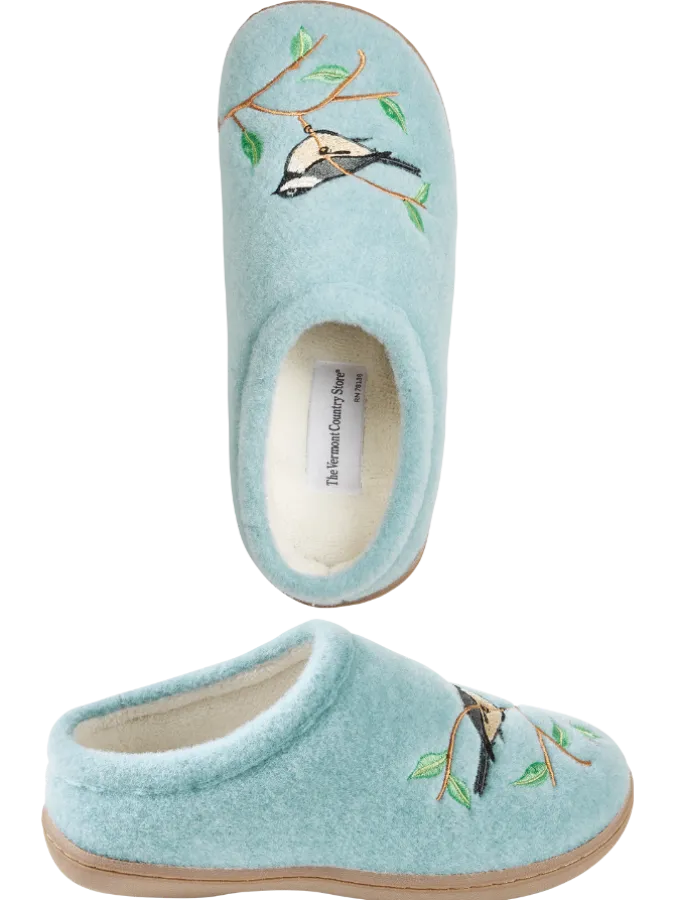 Charming Chickadees Felted Slipper Clogs