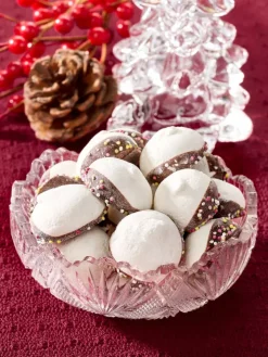 Chocolate Dipped Peppermint Meringues With Sprinkles