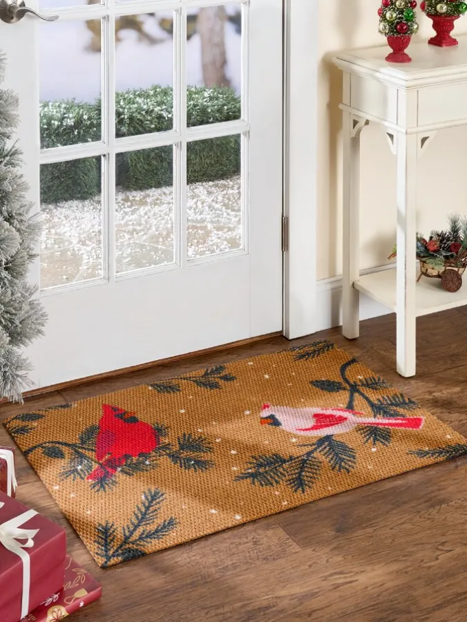 Christmas Cardinals Doormat