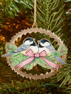 Christmas Keepsakes 24k Gold Finished Chickadees Ornament in Gift Box