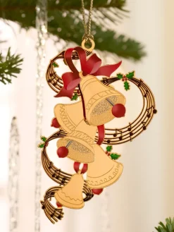 Christmas Keepsakes 24k Gold Finished Christmas Bells Ornament in Gift Box