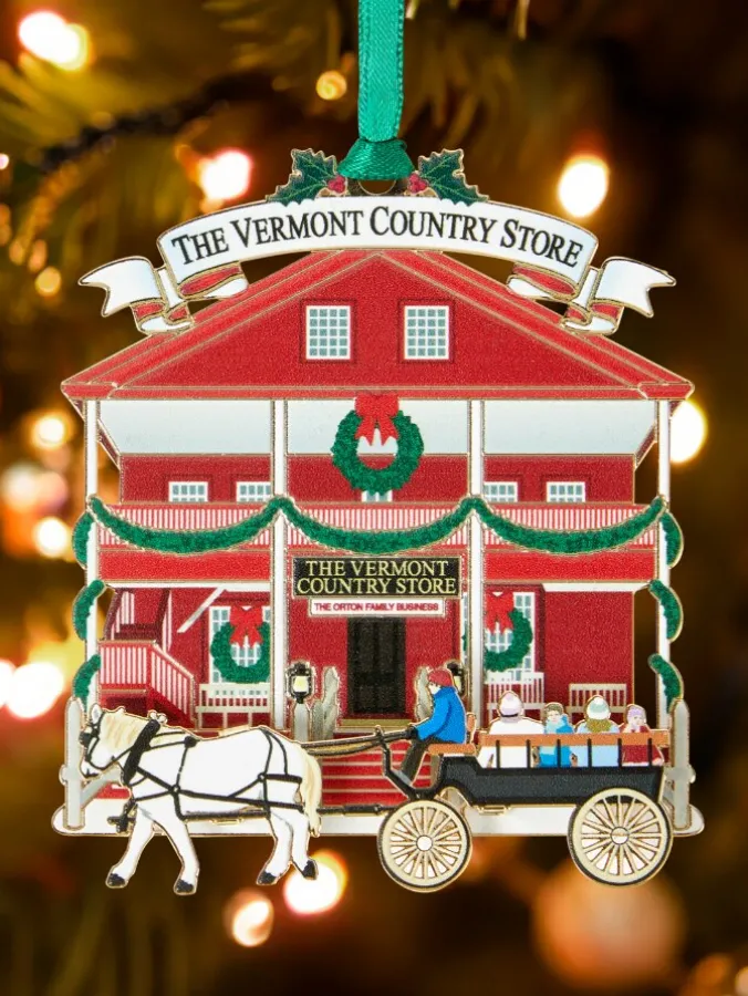 Christmas Keepsakes 24k Gold Finished Vermont Country Store Ornament in Gift Box