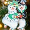 Christmas Keepsakes 24k Gold Finished Snowman Couple Ornament in Gift Box