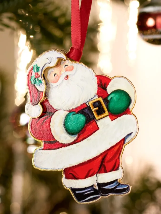 Christmas Keepsakes 24k Gold Finished Santa Ornament in Gift Box