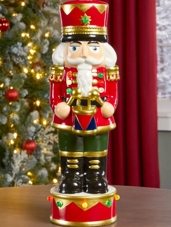 Christmas Lighted 12 Inch Ceramic Nutcracker