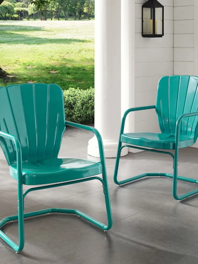 Clamshell Outdoor Chair Set, 2 Chairs