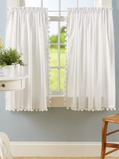 Classic Ball Fringe Rod Pocket Tiers by Country Curtains®